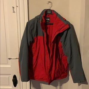 North Face Men's HyVent Ski Jacket - Red/Gray XL